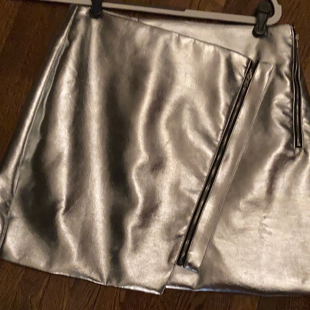 Silver mini skirt!! Fun